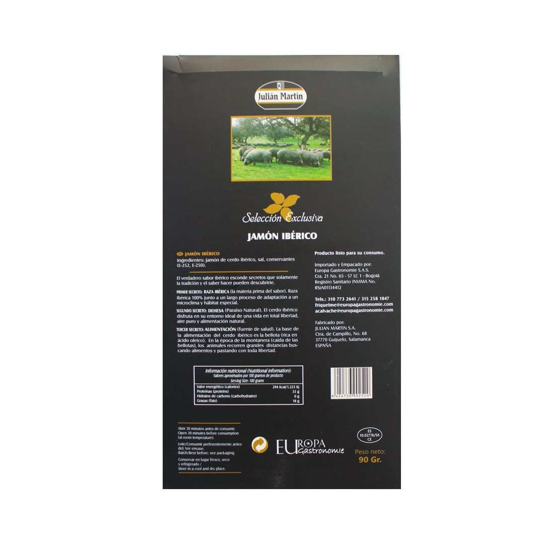Jamon Iberico CORTADO A CUCHILLO 90 gramos CAJA | JULIAN MARTIN